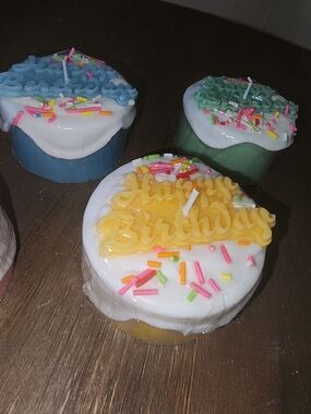 Birthday Cupcake Candle - White, Yellow